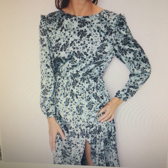 Zara Silky Blue Floral Midi Dress, M - Picture 2 of 9